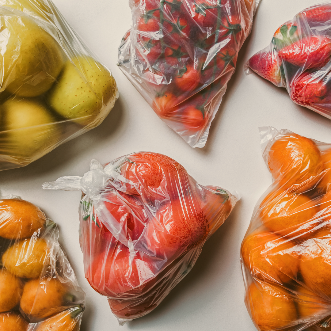 Fruit in plastic wrapping